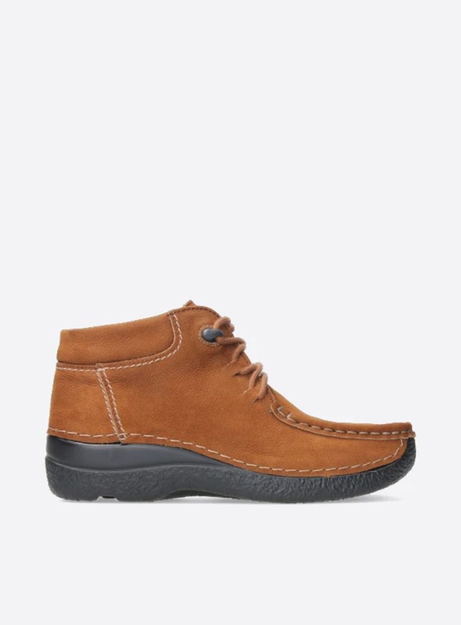 Dames Wolky | Seamy Moc Cognac Nubuck