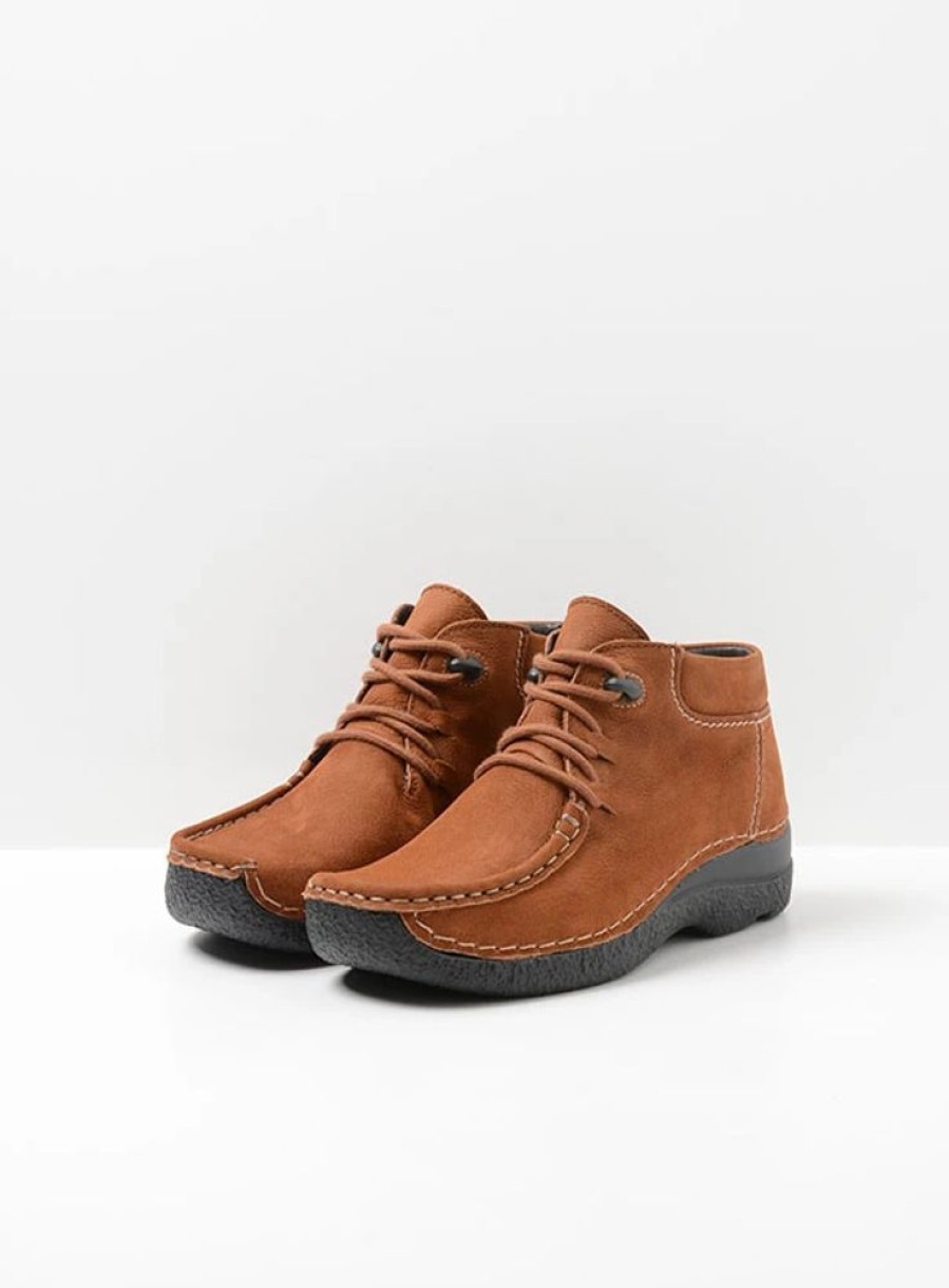 Dames Wolky | Seamy Moc Cognac Nubuck