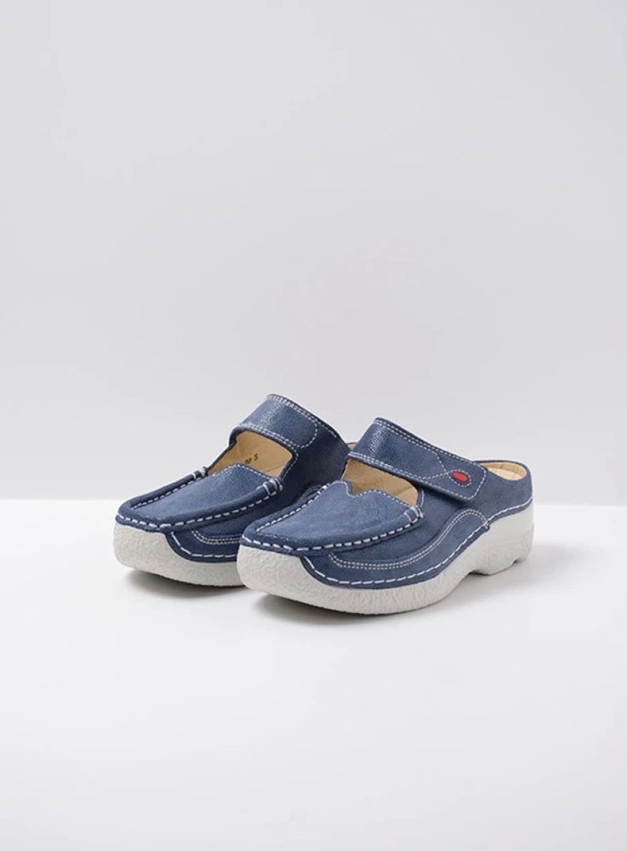 Dames Wolky | Roll Slipper Denim Nubuck