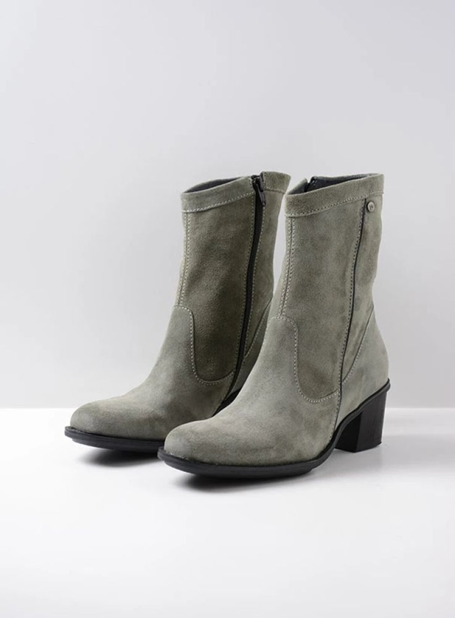 Dames Wolky | Mallow Grijsgroen Suede