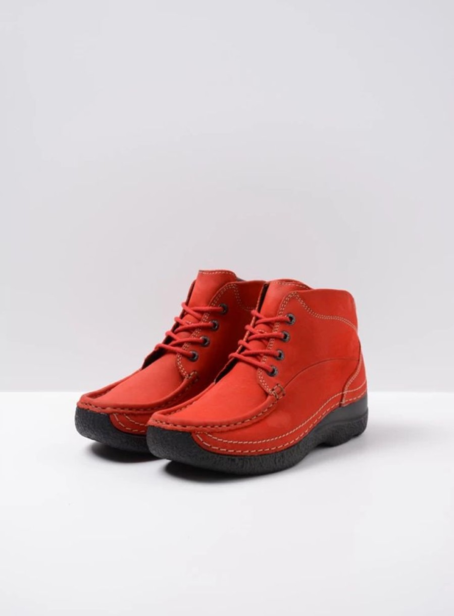 Dames Wolky | Roll Shoot Donkerrood Nubuck