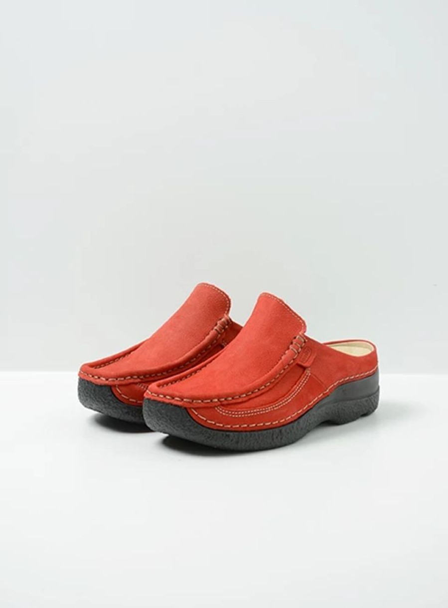 Dames Wolky | Roll Slide Donkerrood Nubuck