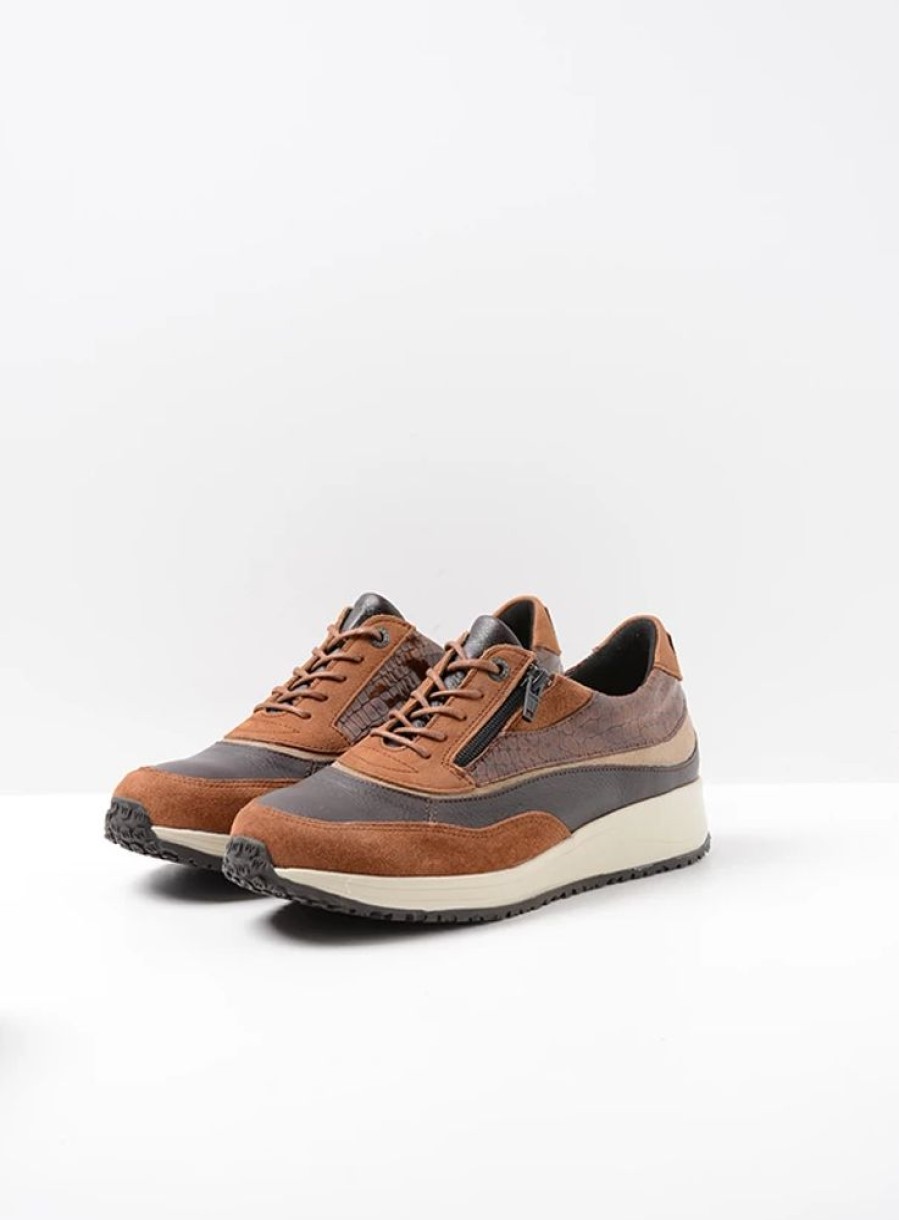 Dames Wolky | Sprint Cognac Combi Leer