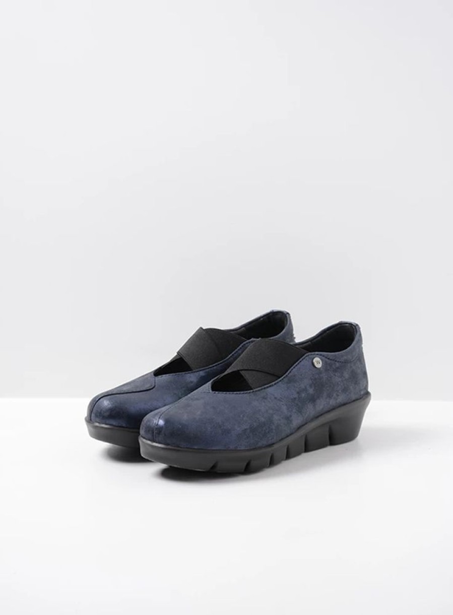 Dames Wolky | Cursa Marineblauw Metallic Nubuck