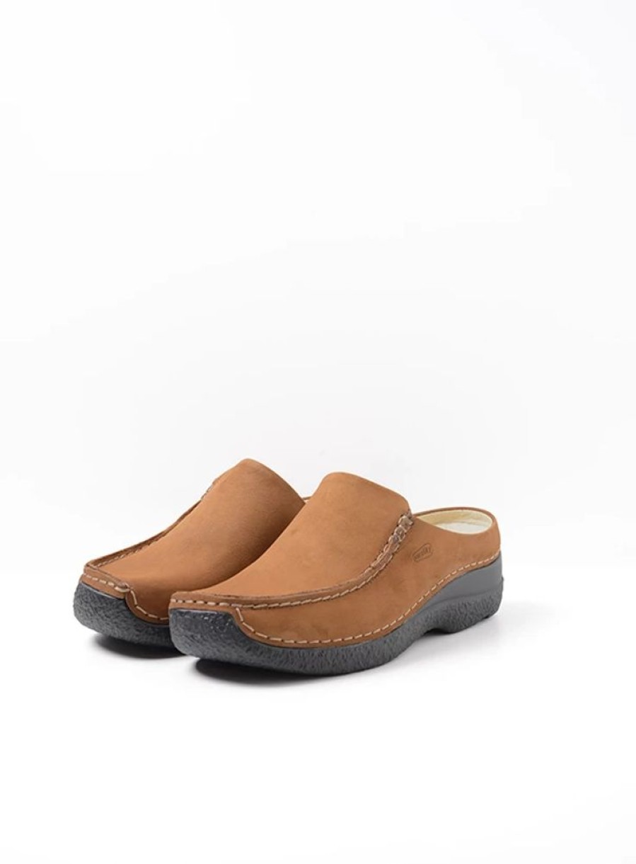 Dames Wolky | Seamy Slide Cognac Nubuck