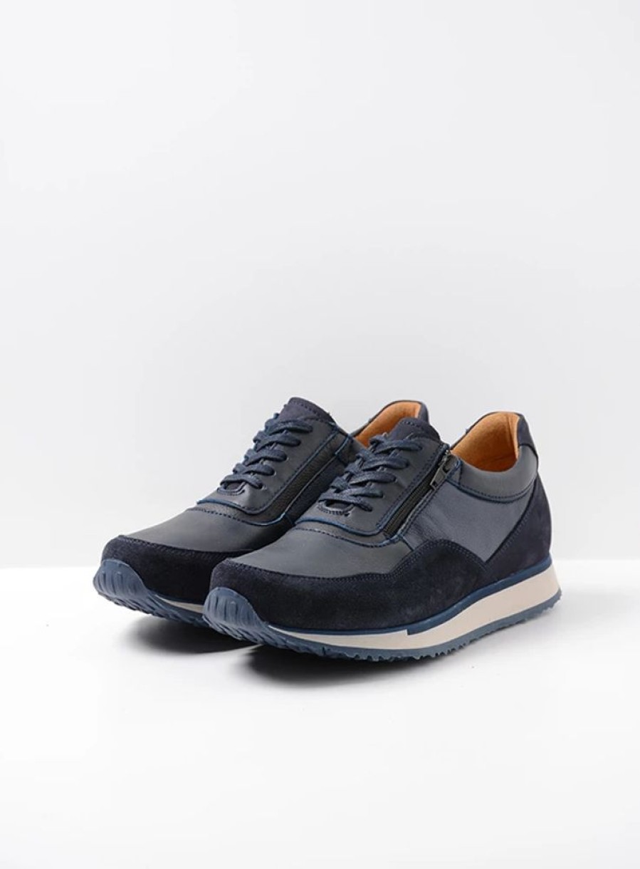 Heren Wolky | E-Runner Marineblauw Combi Leer