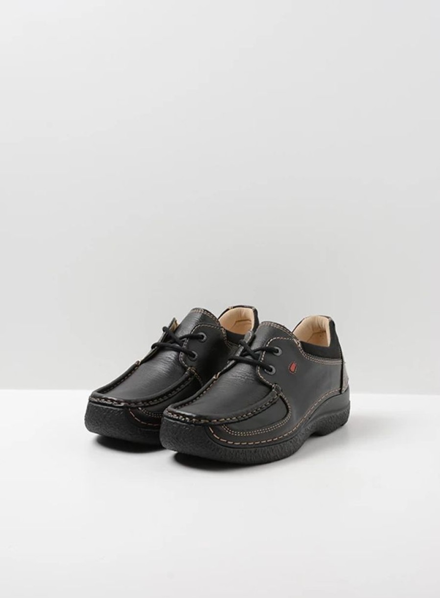 Dames Wolky | Roll Shoe Zwart Leer