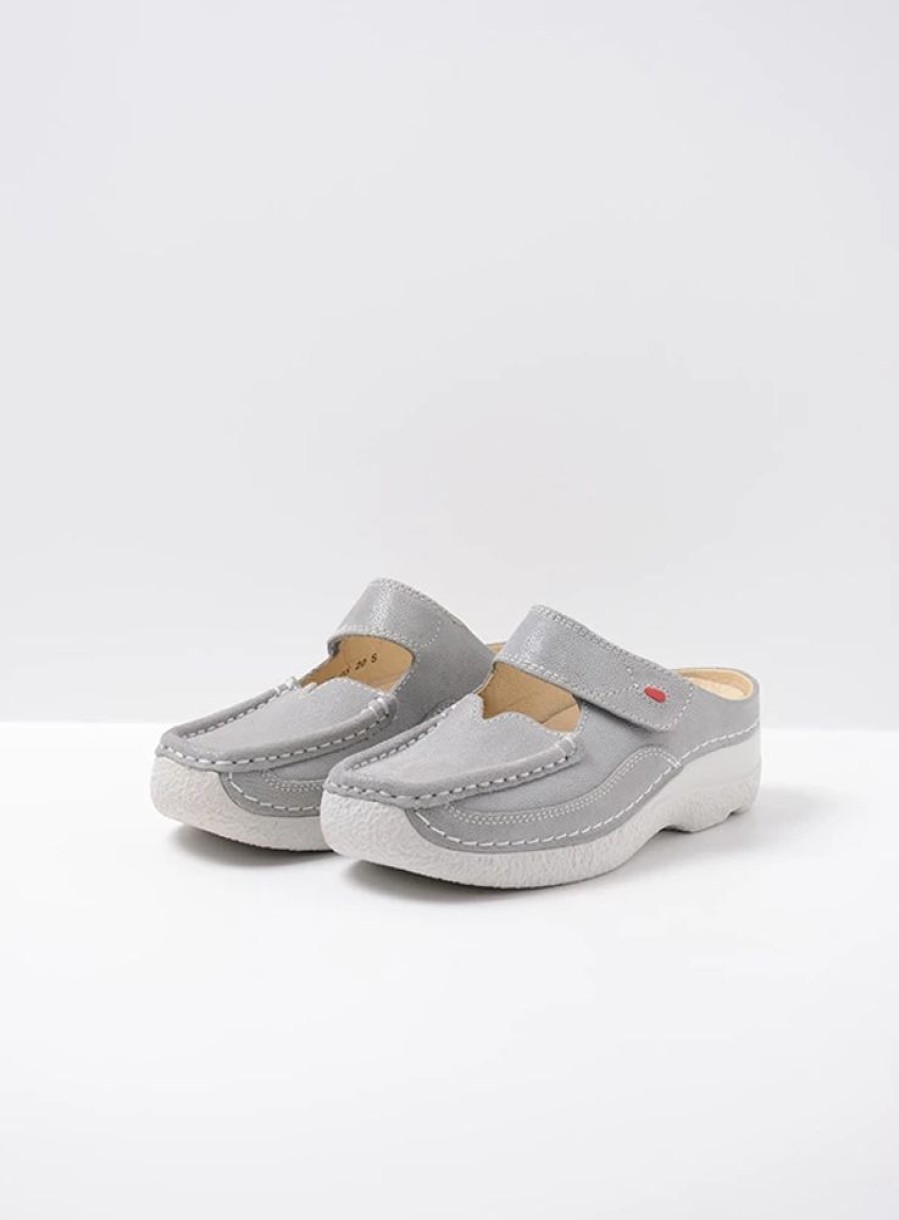 Dames Wolky | Roll Slipper Lichtgrijs Nubuck