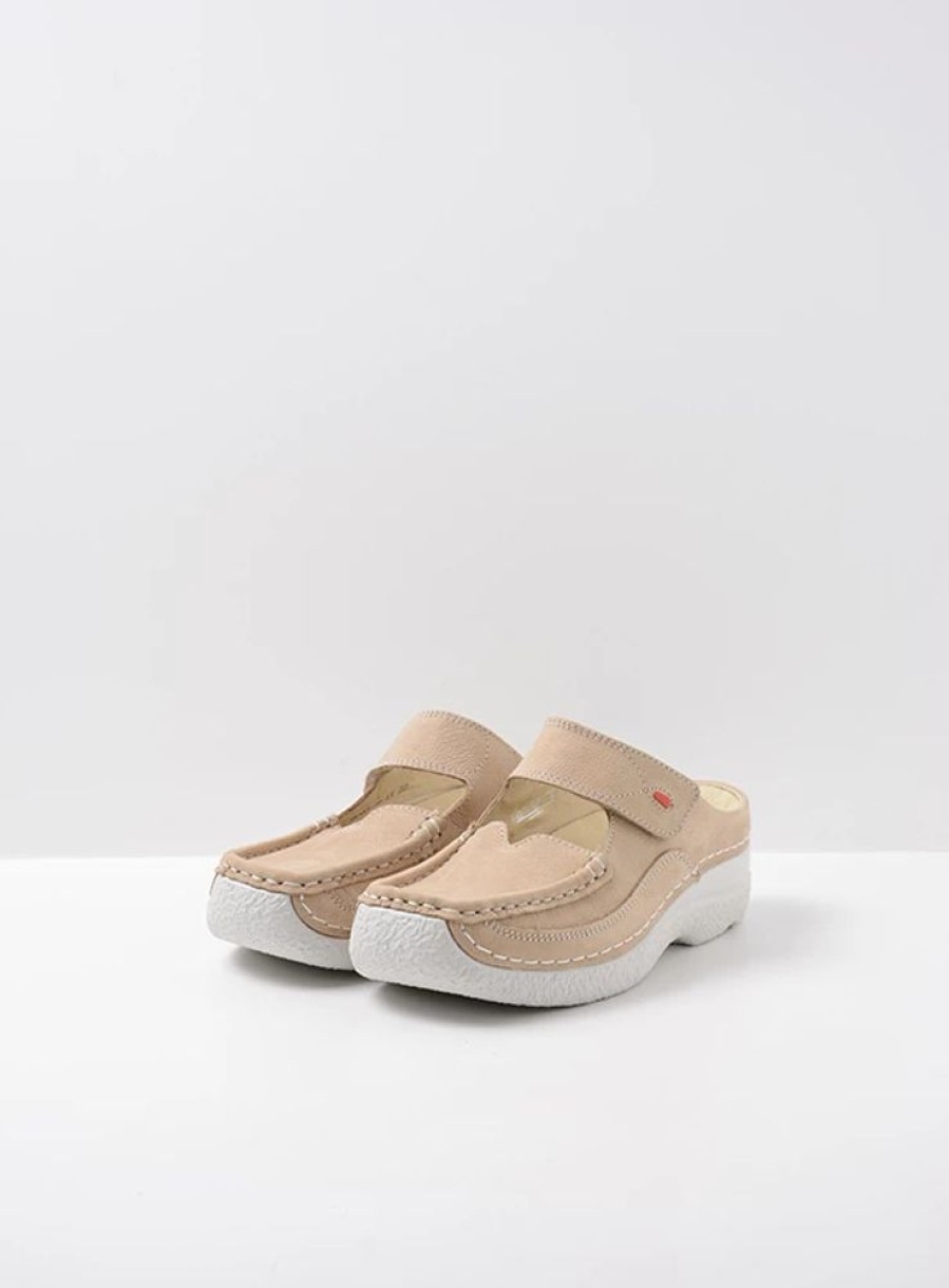 Dames Wolky | Roll Slipper Zand Nubuck