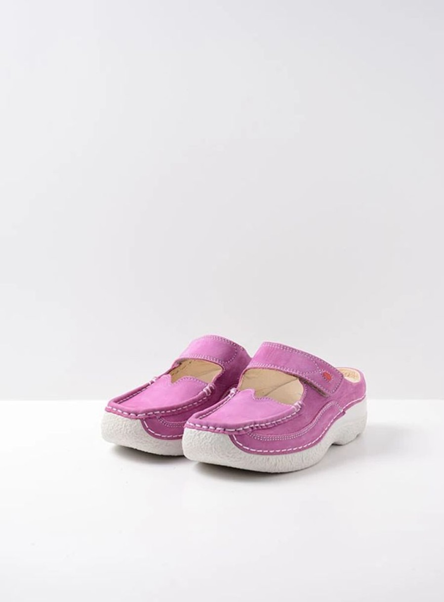 Dames Wolky | Roll Slipper Fuchsia Nubuck