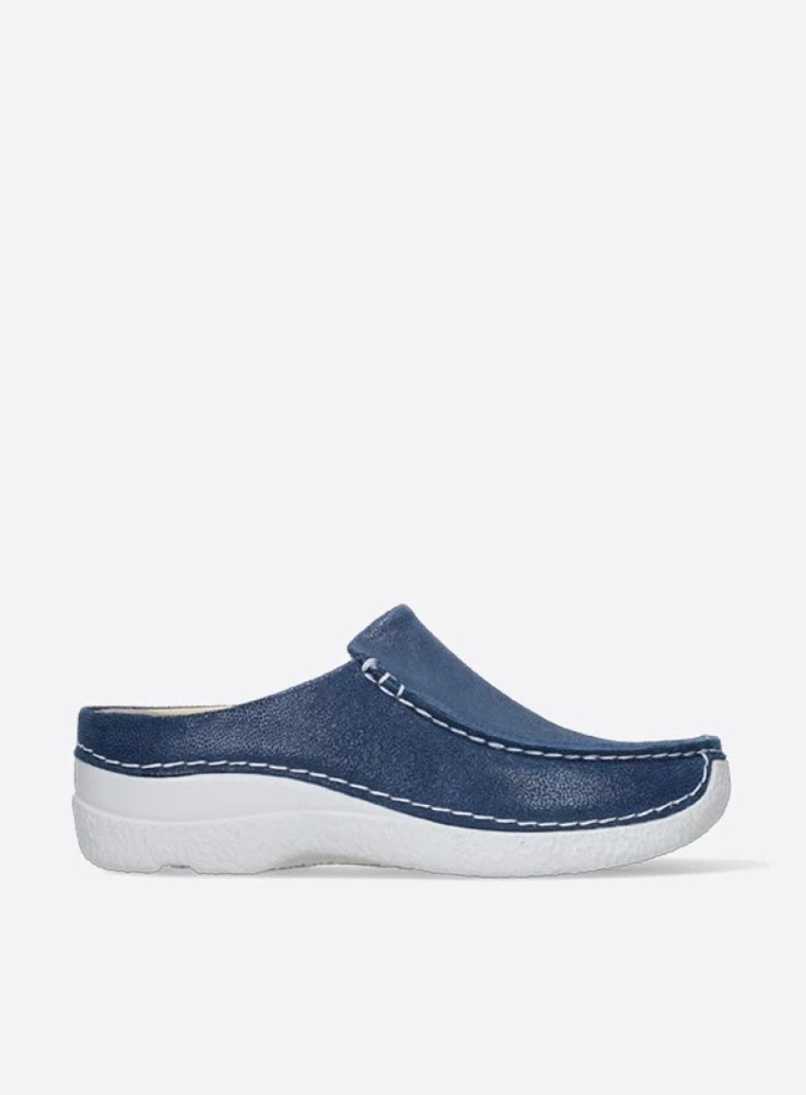 Dames Wolky | Seamy Slide Denim Nubuck