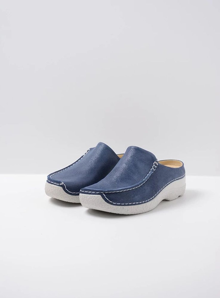 Dames Wolky | Seamy Slide Denim Nubuck