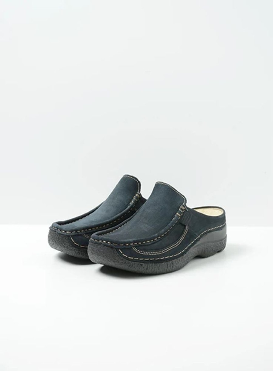 Dames Wolky | Roll Slide Blauw Nubuck