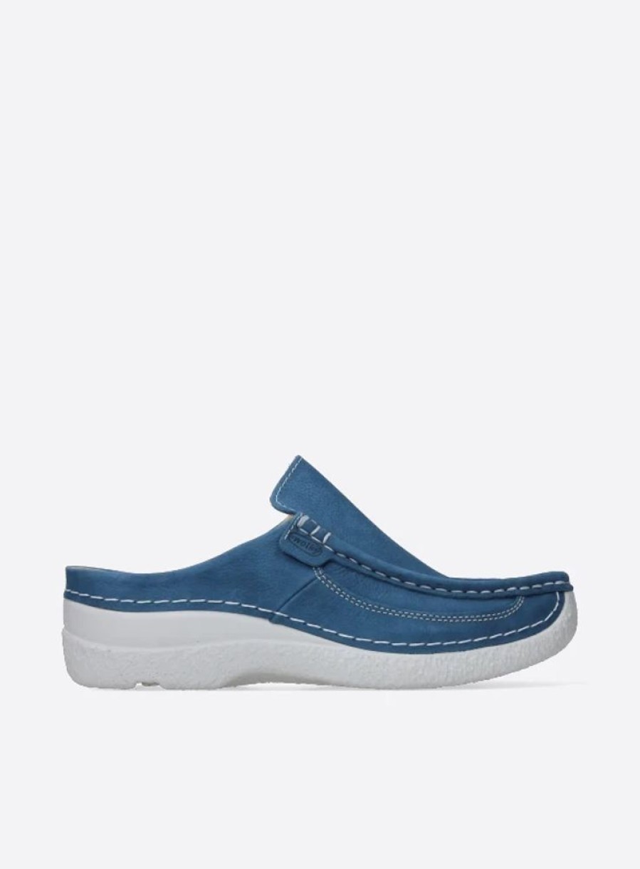 Dames Wolky | Roll Slide Dodger Blue Nubuck