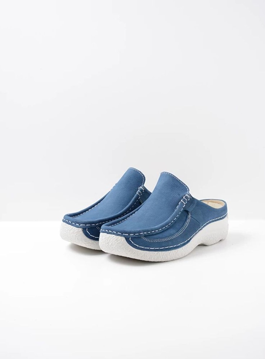 Dames Wolky | Roll Slide Dodger Blue Nubuck