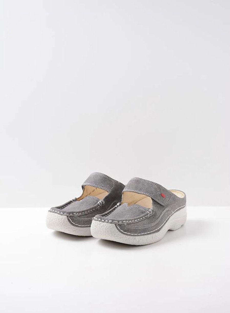 Dames Wolky | Roll Slipper Lichtgrijs Suede