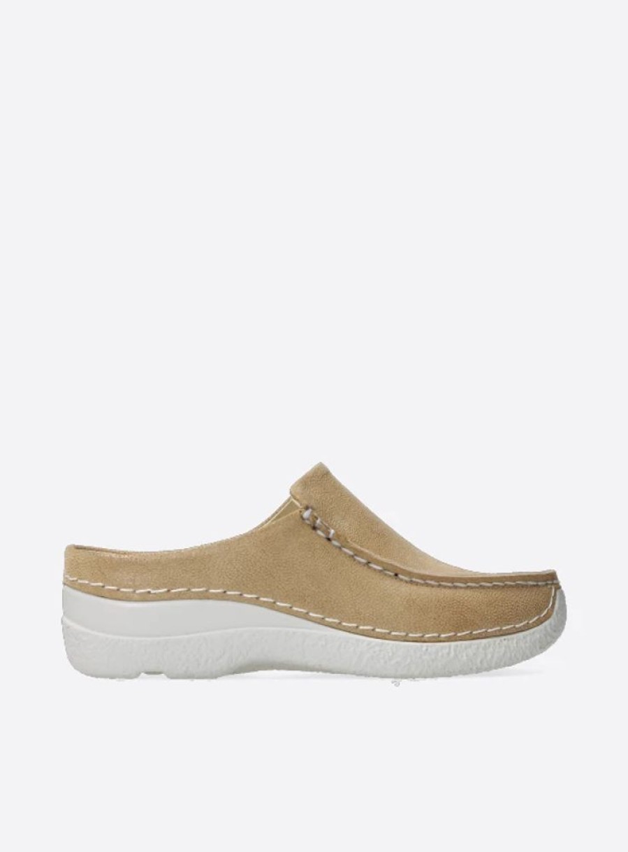 Dames Wolky | Seamy Slide Beige Nubuck