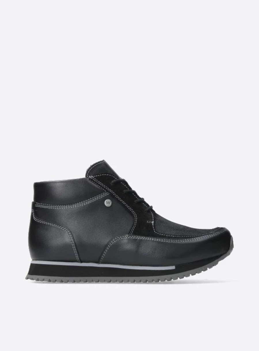 Dames Wolky | E-Boot Zwart Stretch Leer