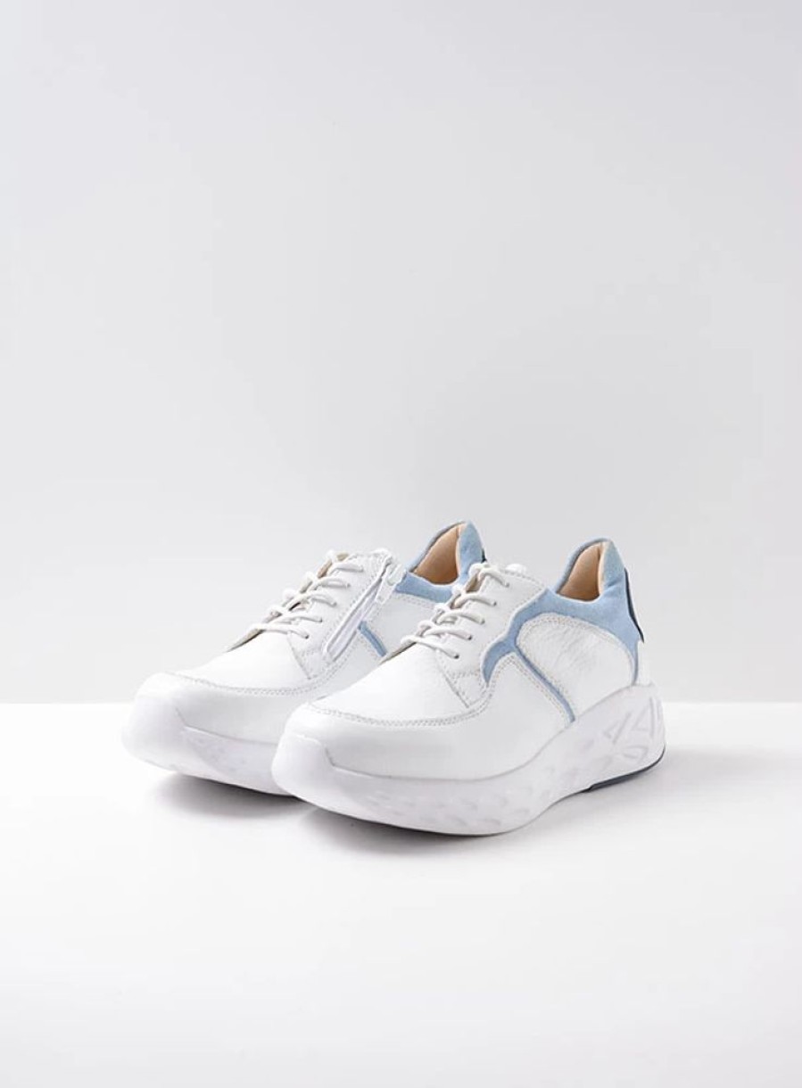 Dames Wolky | Bounce Wit/Blauw Leer