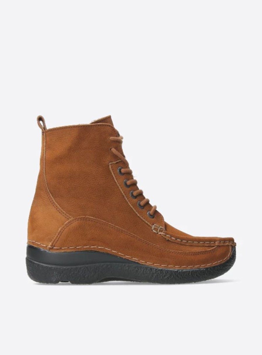 Dames Wolky | Roll Boot Cognac Nubuck