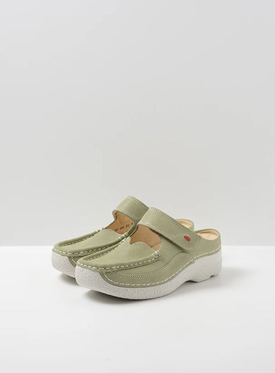 Dames Wolky | Roll Slipper Lichtgroen Nubuck