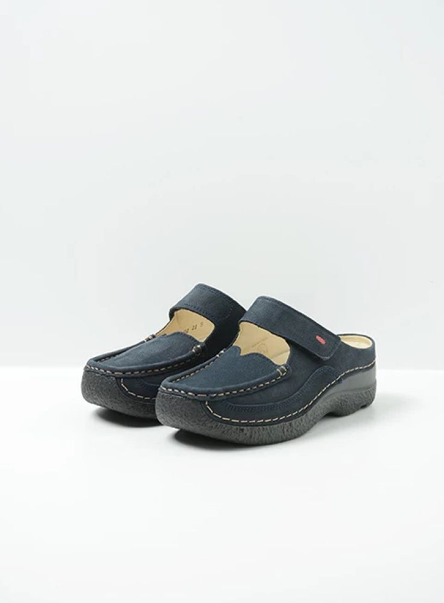 Dames Wolky | Roll Slipper Blauw Nubuck