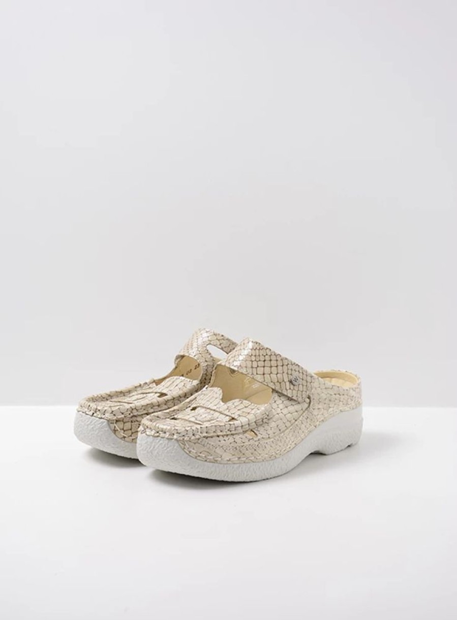 Dames Wolky | Roll Talaria Beige Crocolook Leer