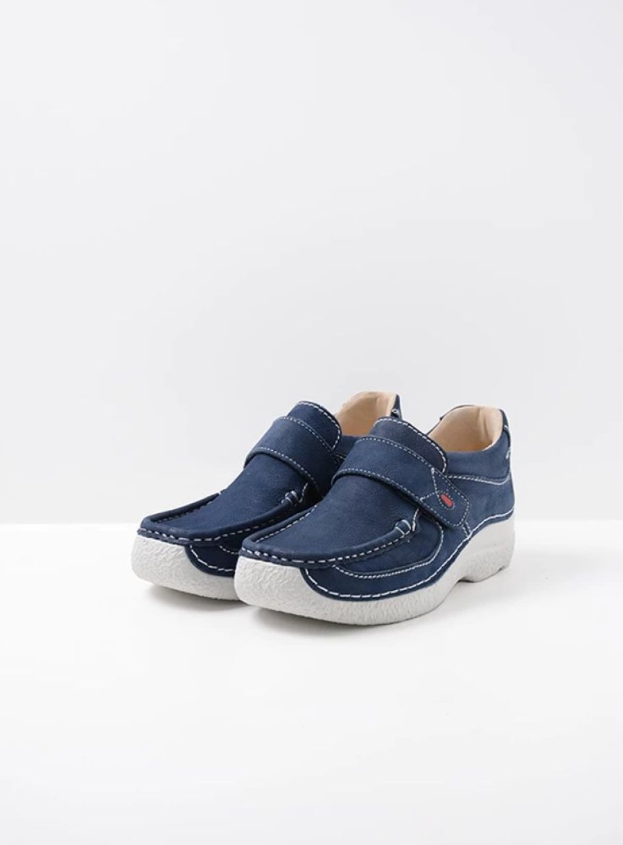 Dames Wolky | Roll Strap Denim Nubuck