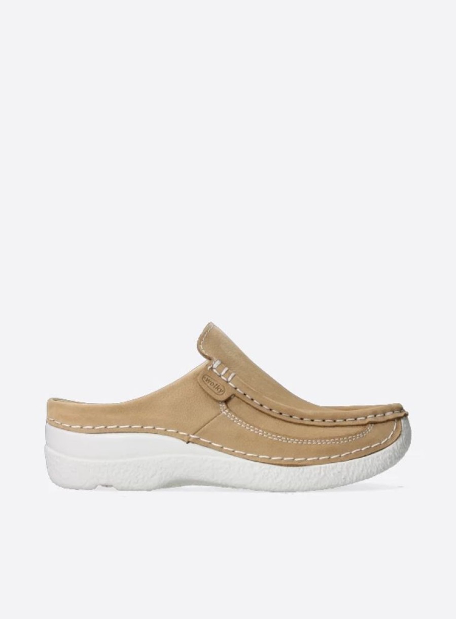 Dames Wolky | Roll Slide Beige Nubuck