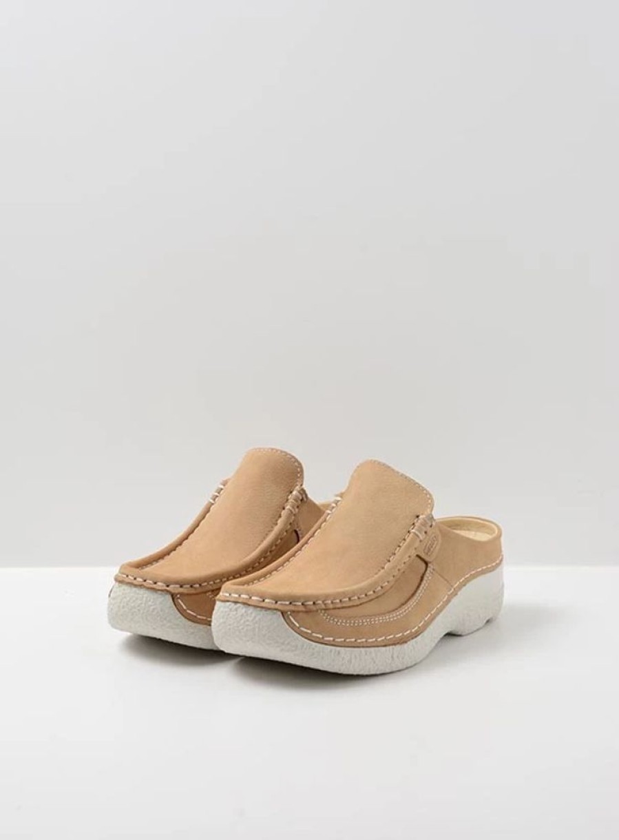 Dames Wolky | Roll Slide Beige Nubuck