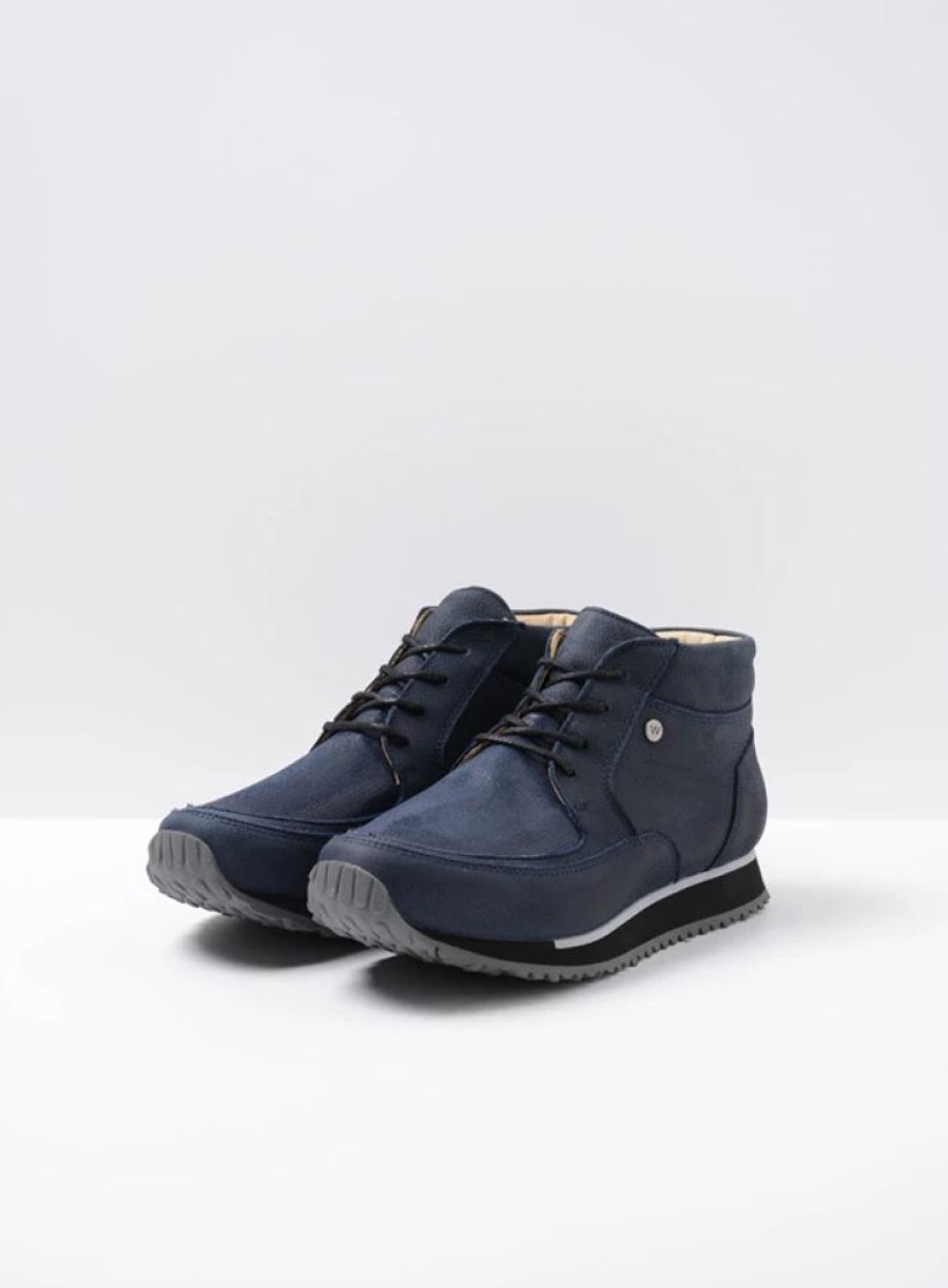 Dames Wolky | E-Boot Blauw Stretch Nubuck