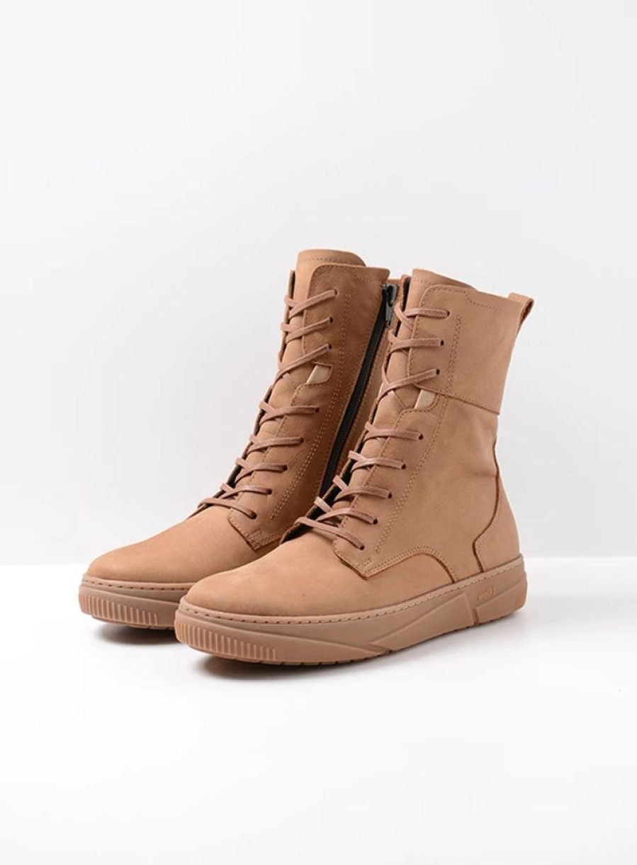 Dames Wolky | Check Cognac Nubuck