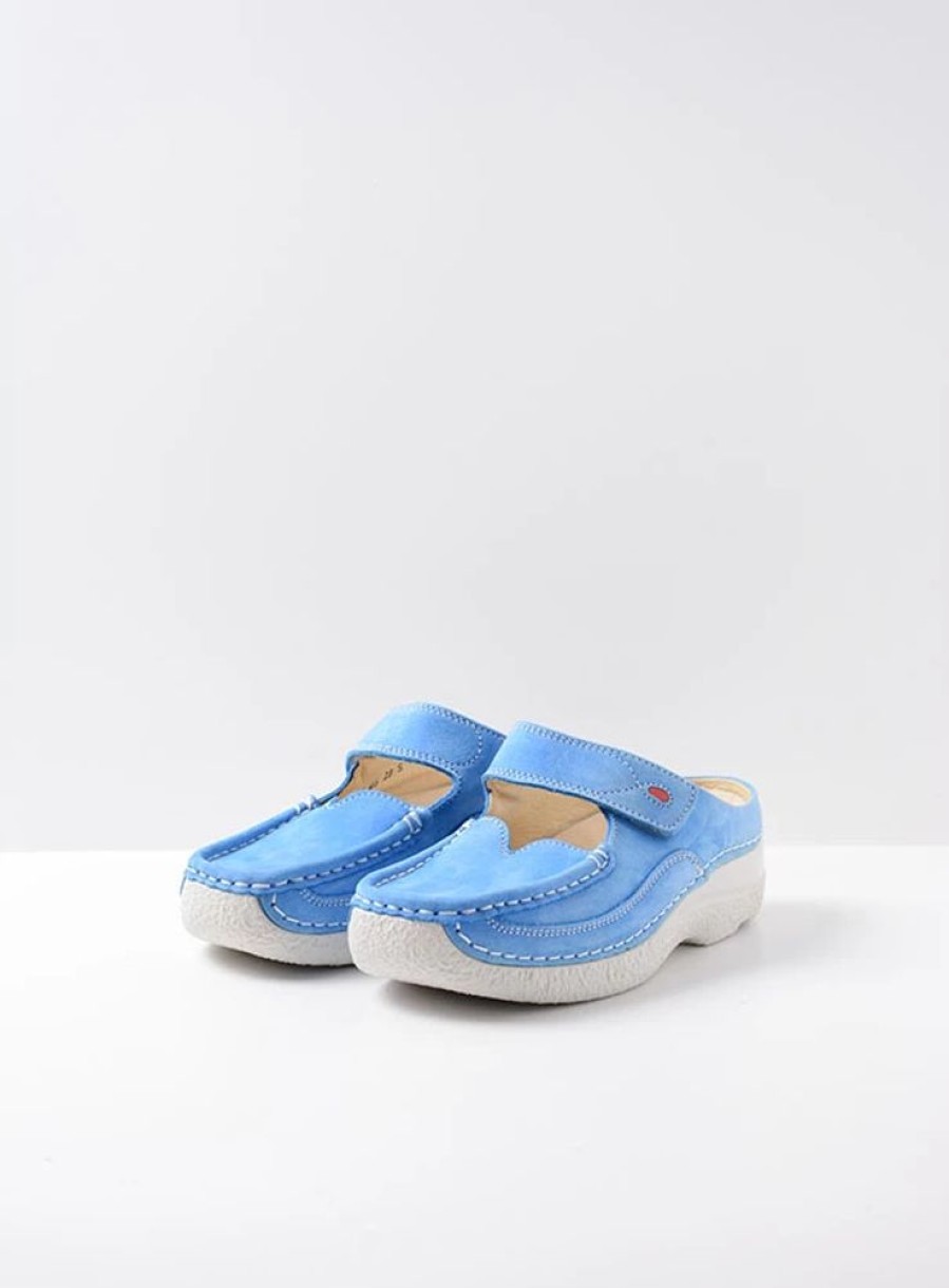 Dames Wolky | Roll Slipper Hemelsblauw Nubuck