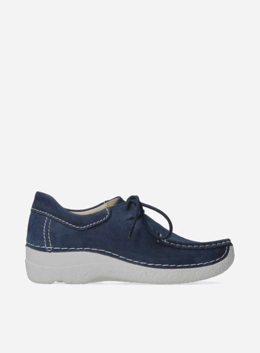 Dames Wolky | Seamy Shoe Denim Nubuck