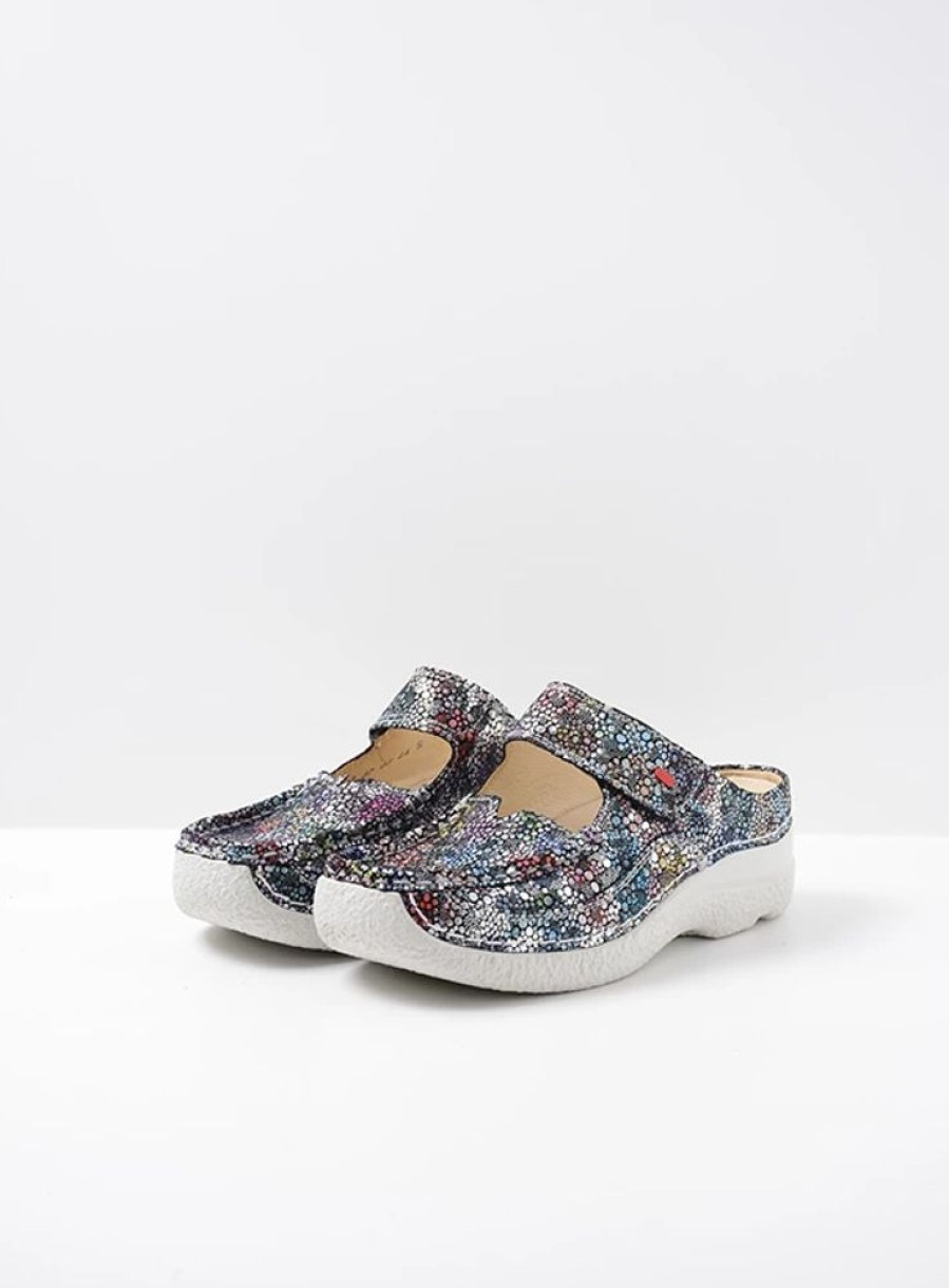 Dames Wolky | Roll Slipper Zwart Multi Suede