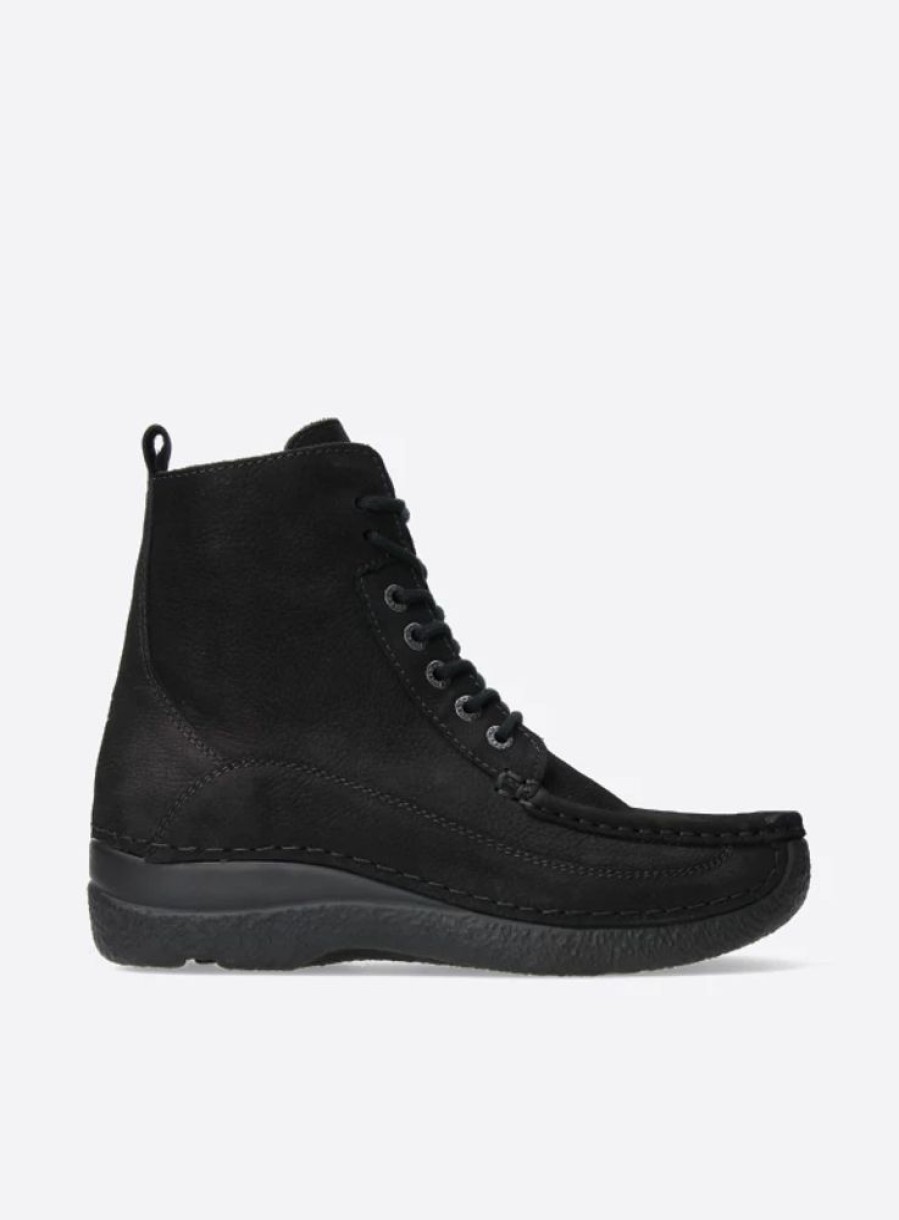 Dames Wolky | Roll Boot Zwart Nubuck