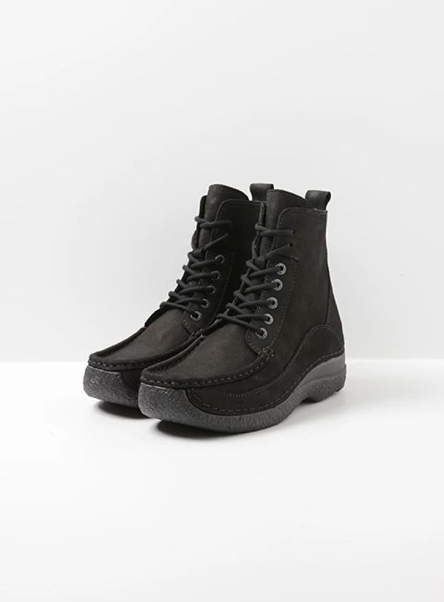 Dames Wolky | Roll Boot Zwart Nubuck