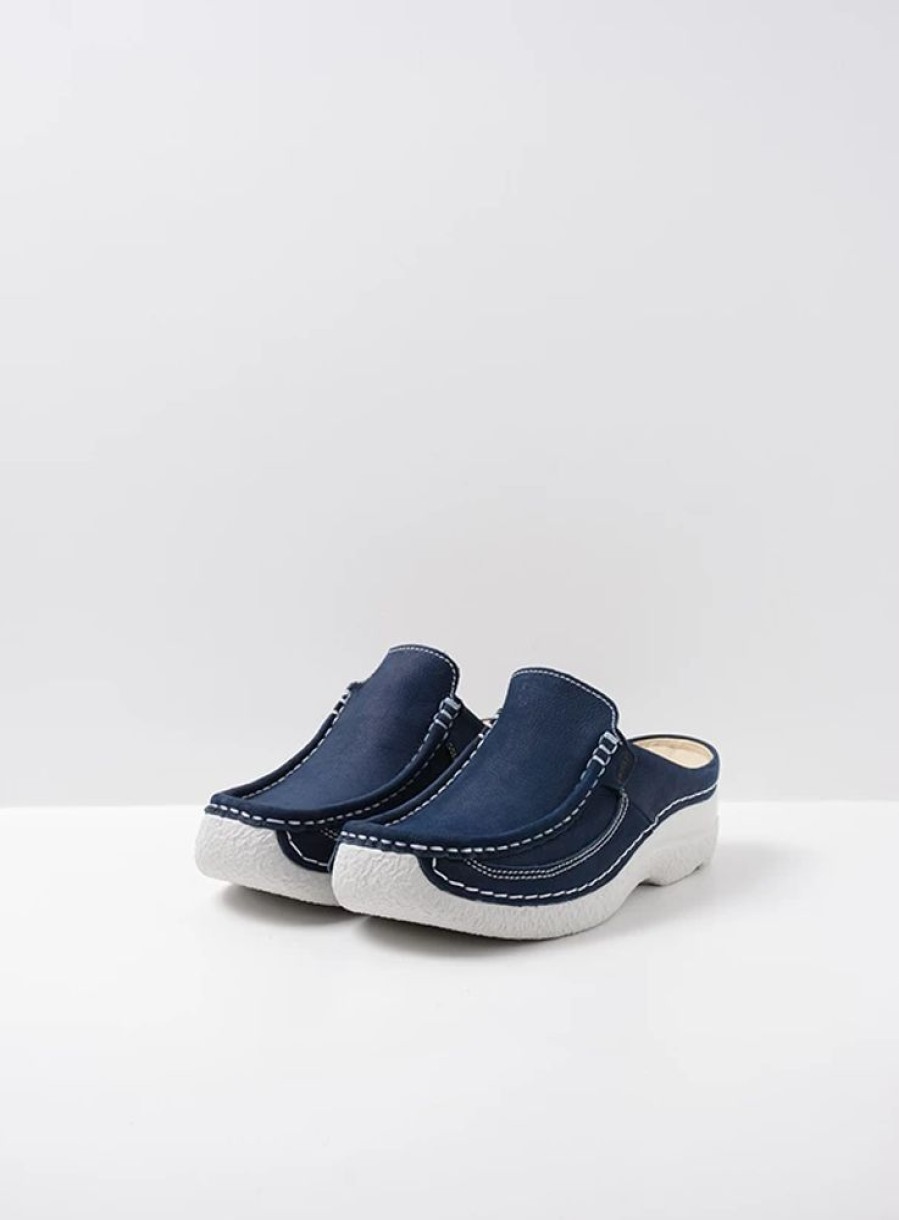 Dames Wolky | Roll Slide Denim Nubuck