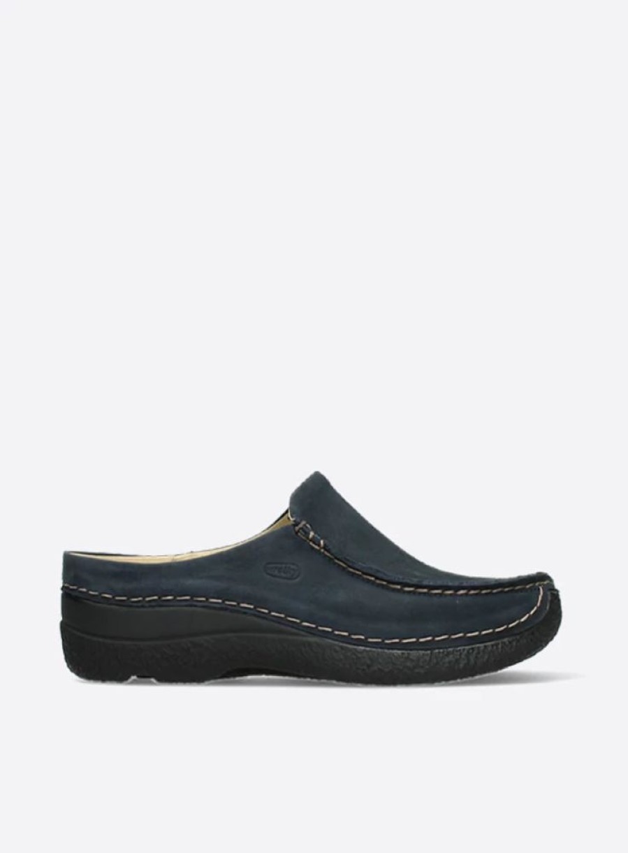 Dames Wolky | Seamy Slide Blauw Nubuck