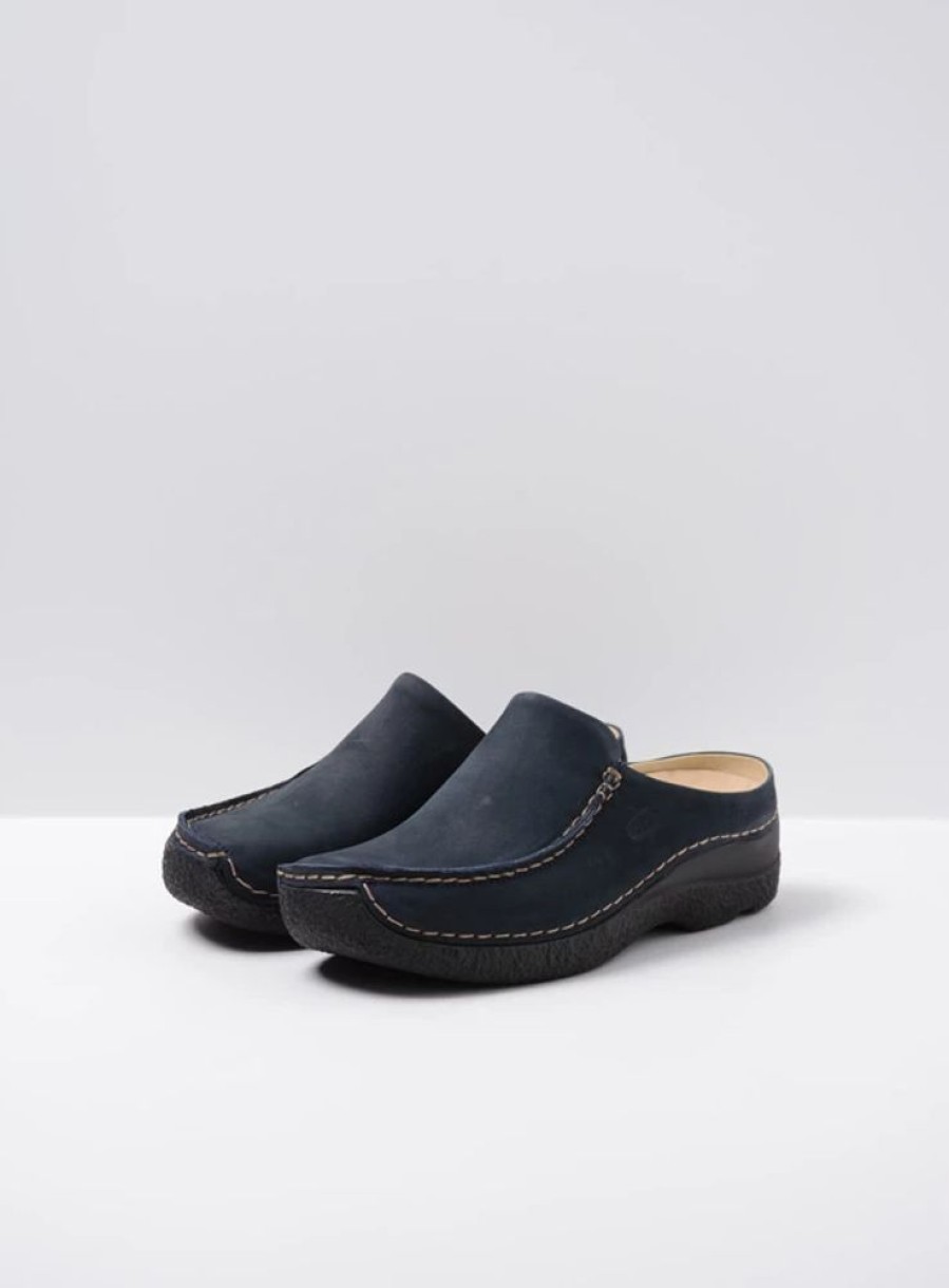 Dames Wolky | Seamy Slide Blauw Nubuck